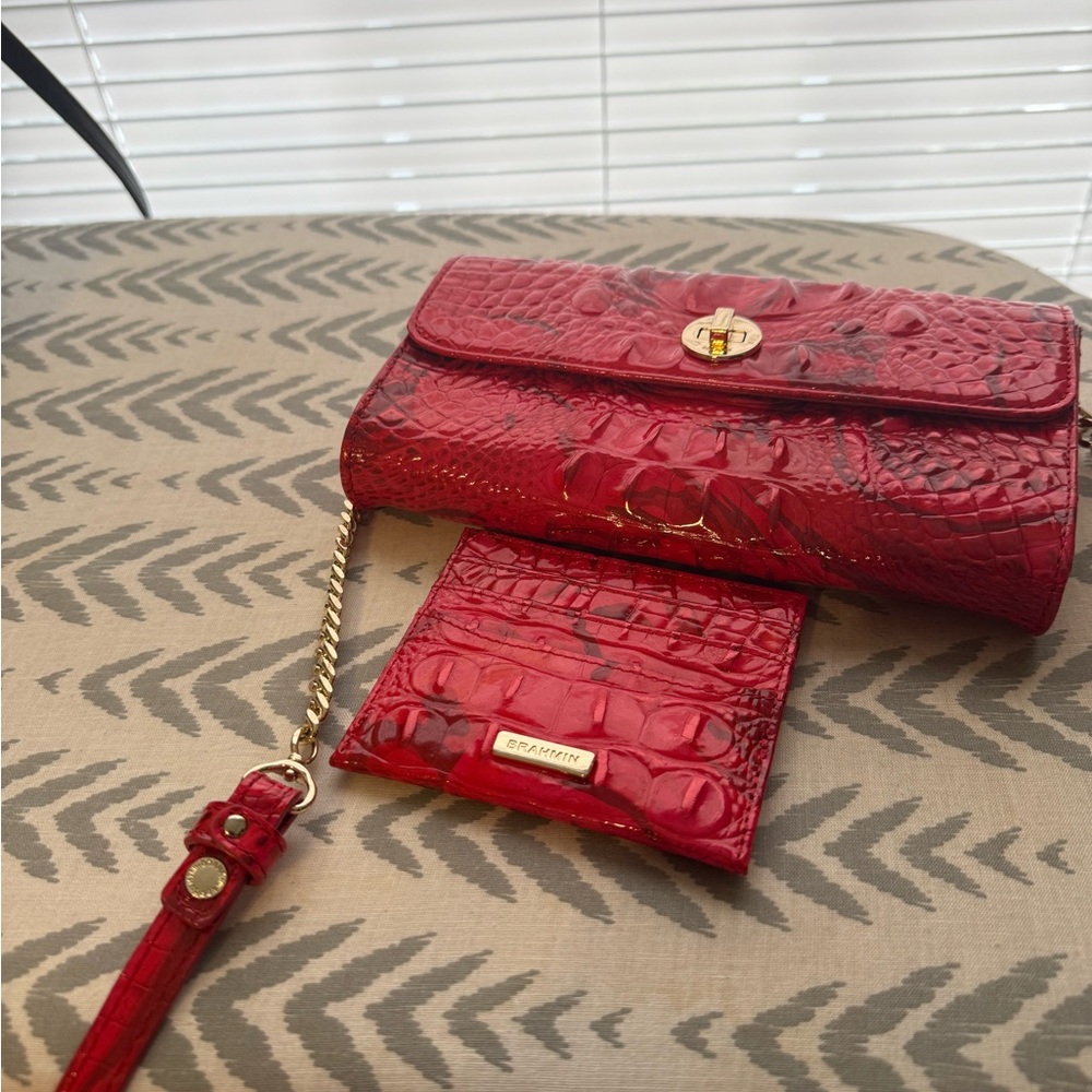 Brahmin Red Crocodile Embossed Crossbody Bag